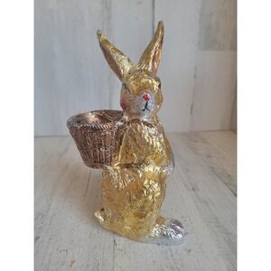 Chocolate Easter bunny faux foil basket rabbit spring home decor figure